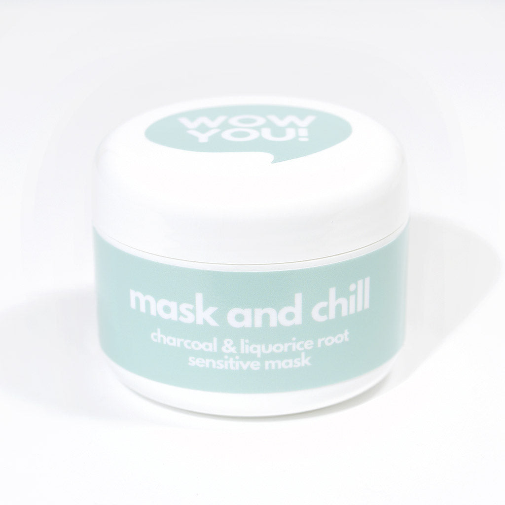 WOW YOU Mask and Chill™ is a Sensitive Charcoal & Liquorice Natural Mud Mask